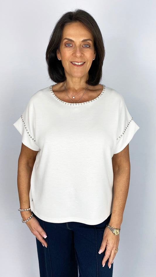 Crystal neck jersey t-shirt | 3 Colours | by Malissa J