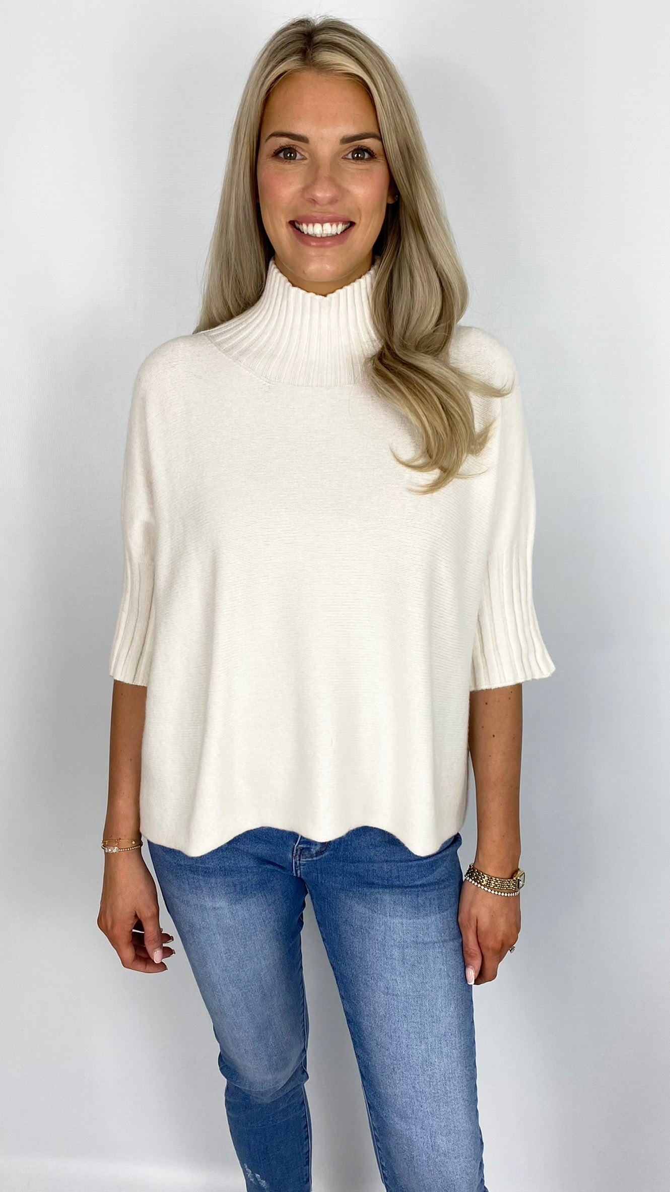 3/4 sleeve ribbed turtle neck jumper | 6 Colours