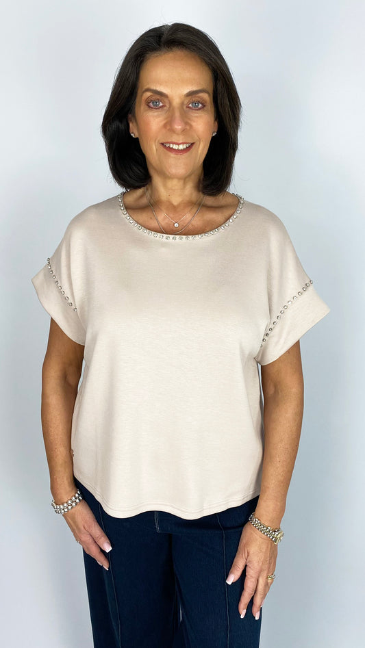Crystal neck jersey t-shirt | 3 Colours | by Malissa J