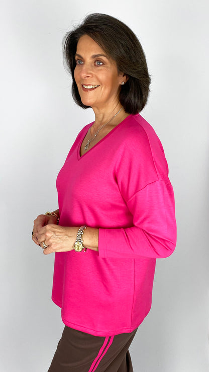 Jersey v-neck long sleeve top | 3 Colours | by Malissa J