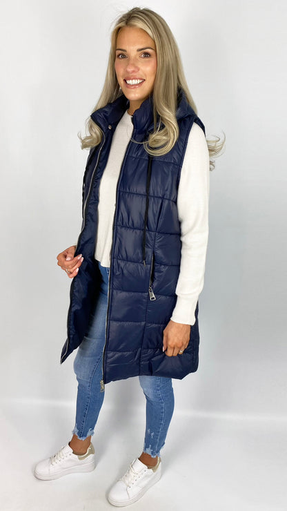 Zip-though padded gilet w/ hood (3 Colours) - last 1