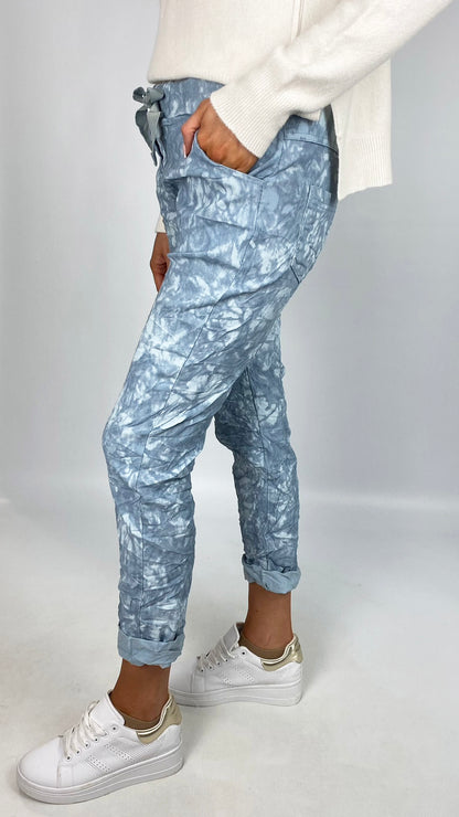 Bleach washed crinkle magic pants (3 Colours)