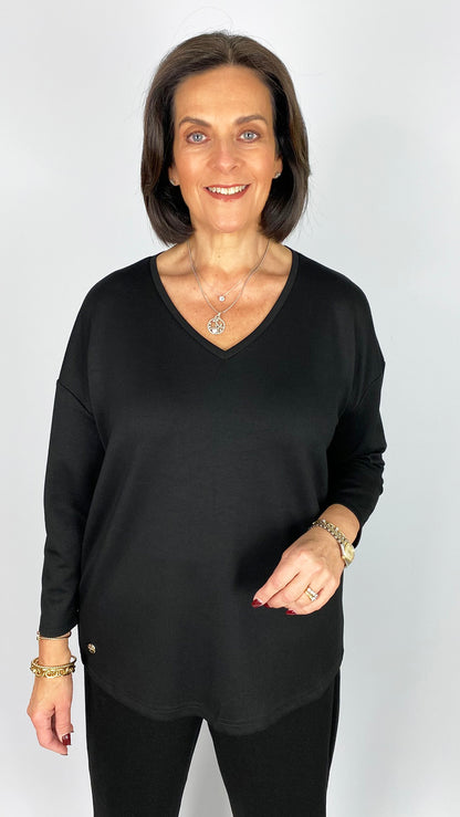 Jersey v-neck long sleeve top | 3 Colours | by Malissa J