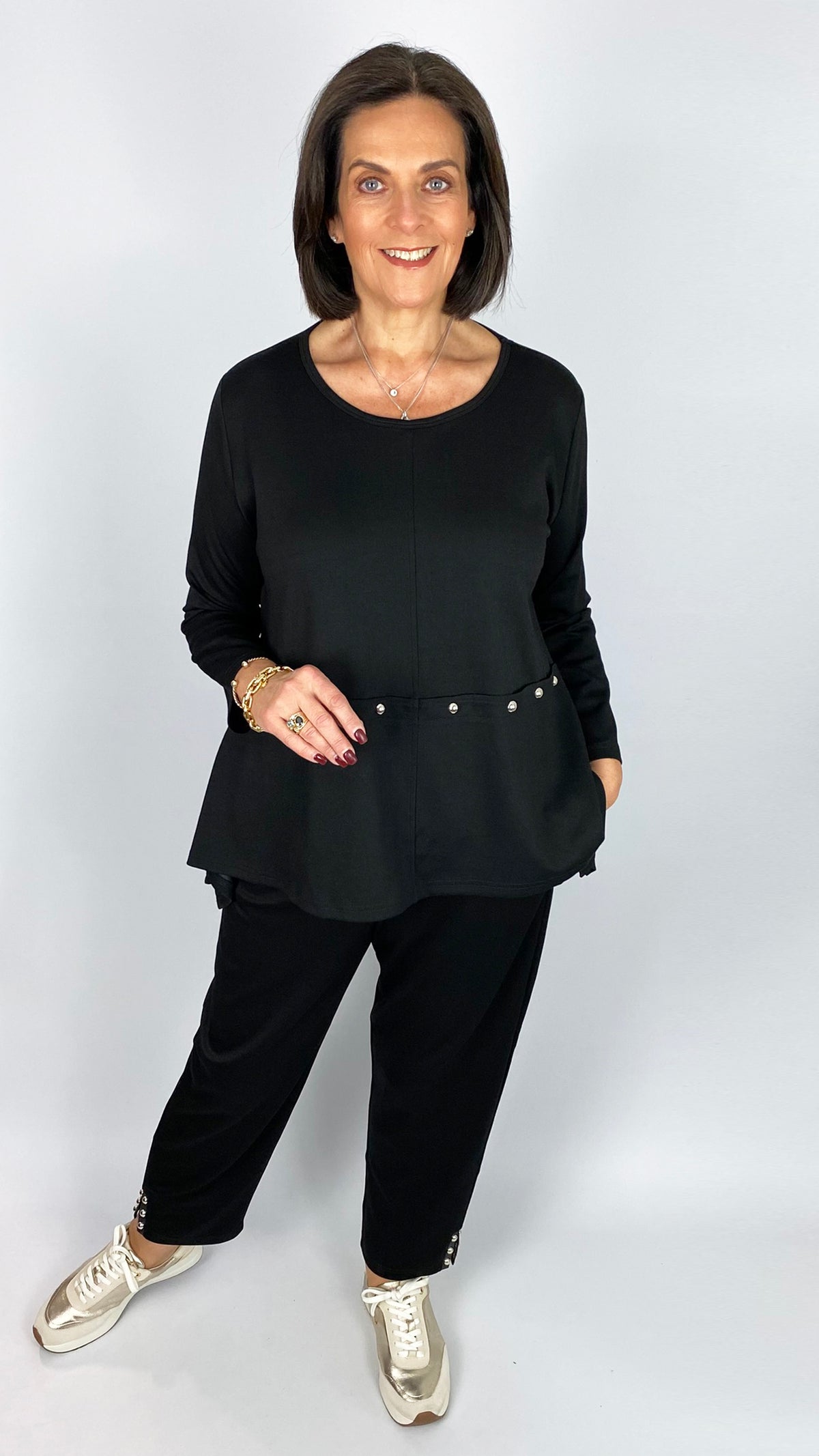 Dipped side studded ultra soft top | 2 Colours | by Malissa J
