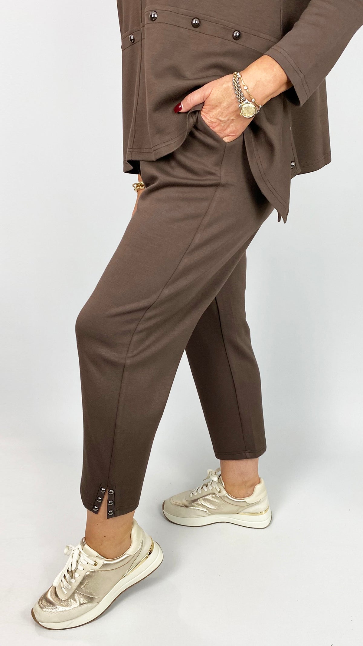Ultra soft straight leg trousers w/ stud detail | 2 Colours | by Malissa J