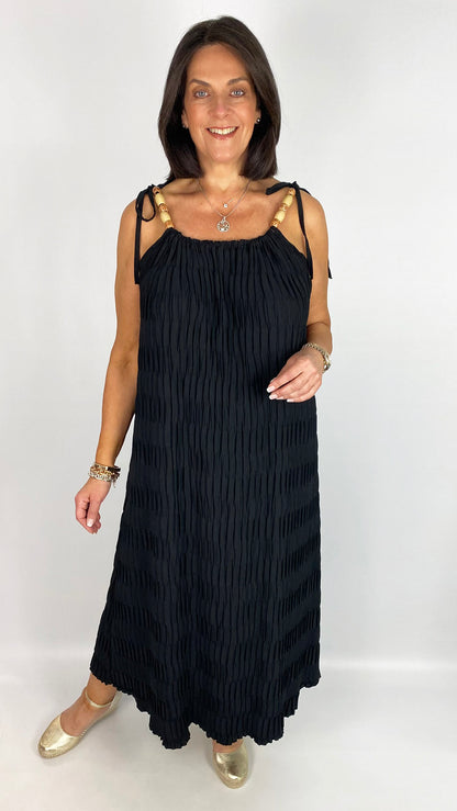 Beaded tie crinkle midaxi dress | 6 Colours | last 1s