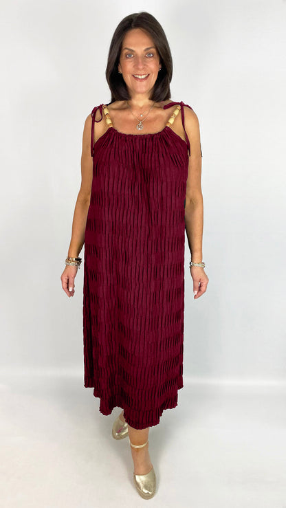 Beaded tie crinkle midaxi dress | 6 Colours | last 1s