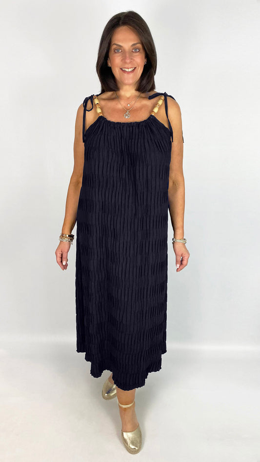 Beaded tie crinkle midaxi dress | 6 Colours | last 1s