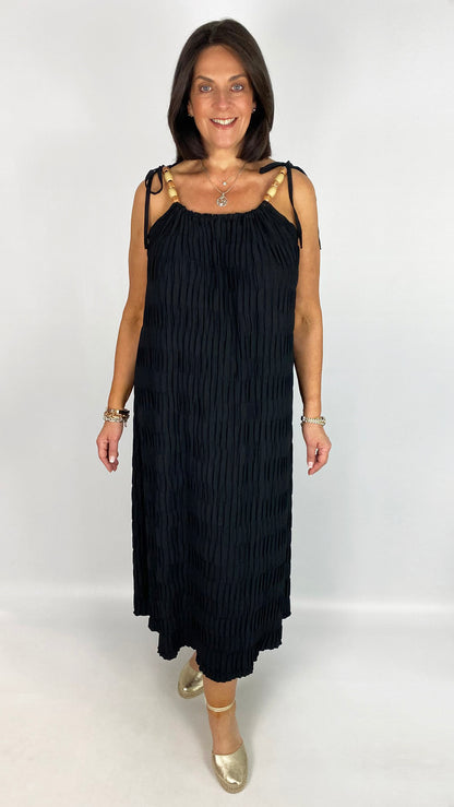 Beaded tie crinkle midaxi dress | 6 Colours | last 1s