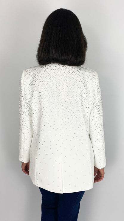 Panel detail graduated studded blazer | White | 2 Sizes | by Malissa J