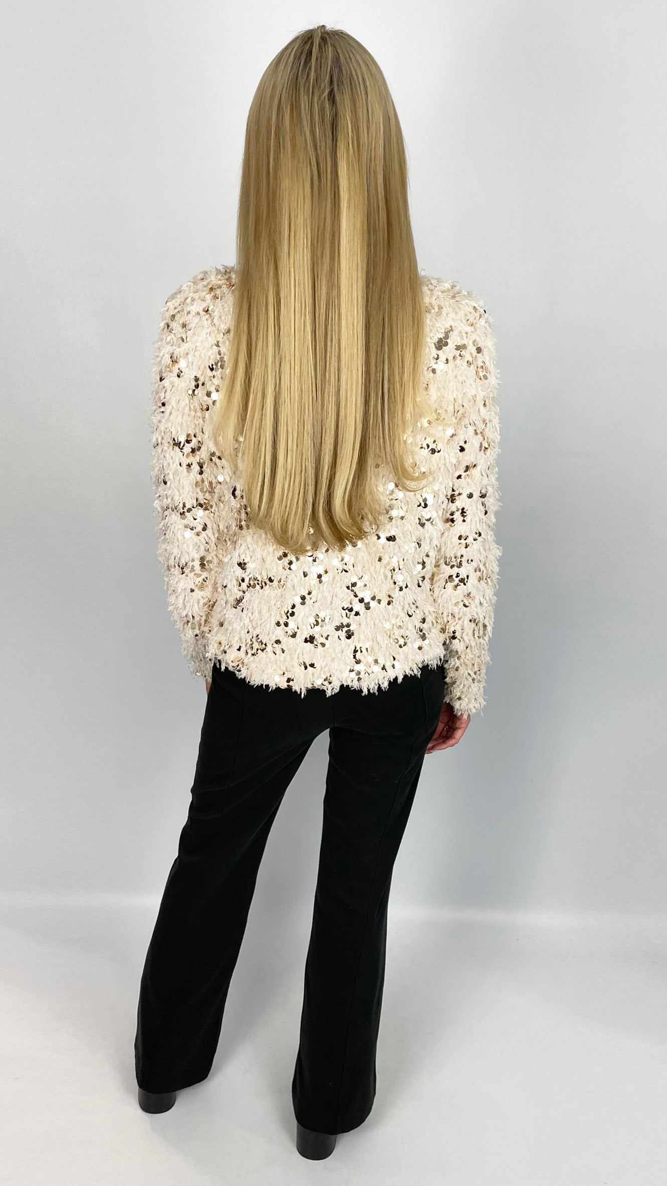 Sequin & feather button-through jumper (2 Colours) - last 1