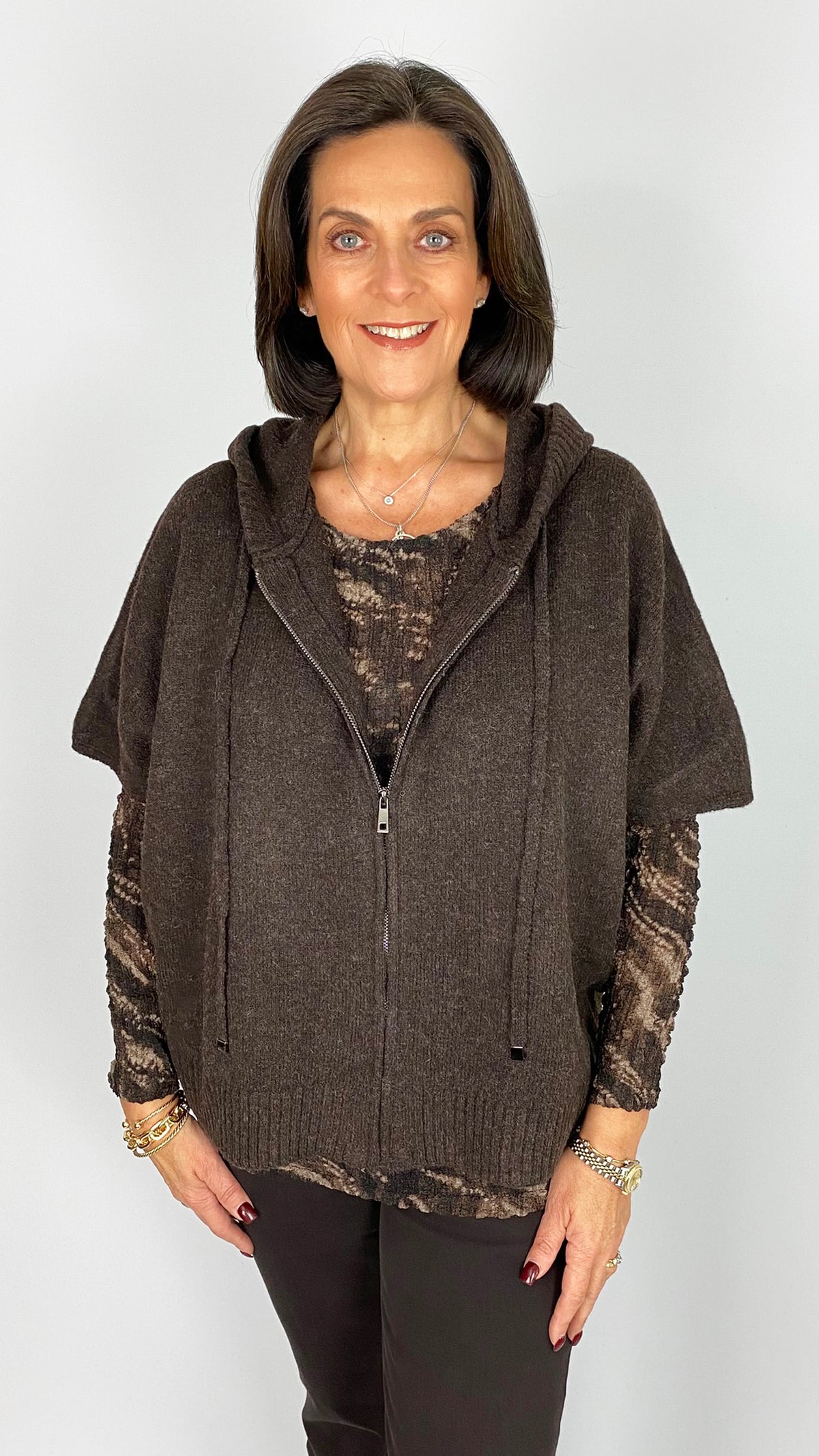 Short sleeve knitted zip-through hoodie | 3 Colours | by Malissa J