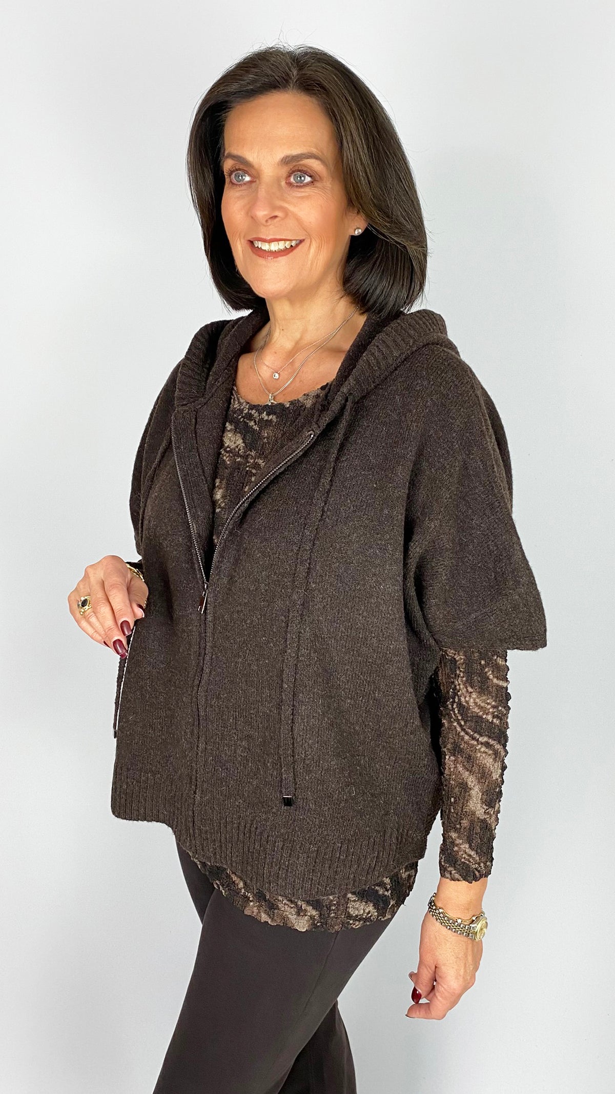 Short sleeve knitted zip-through hoodie | 3 Colours | by Malissa J