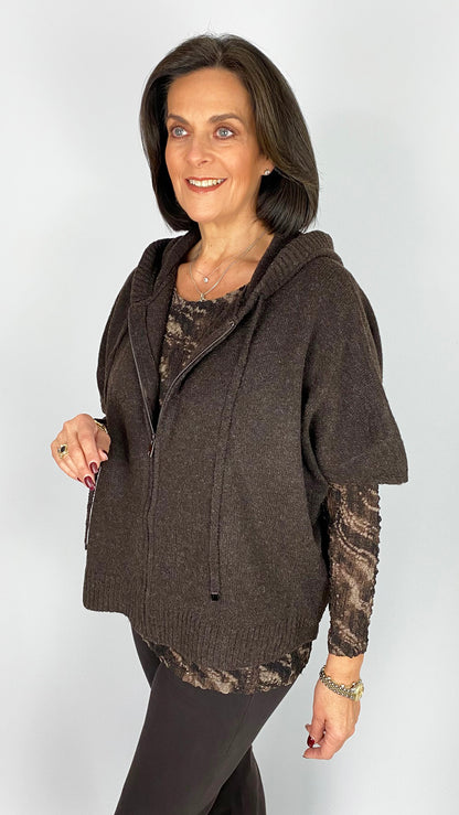 Short sleeve knitted zip-through hoodie | 3 Colours | by Malissa J