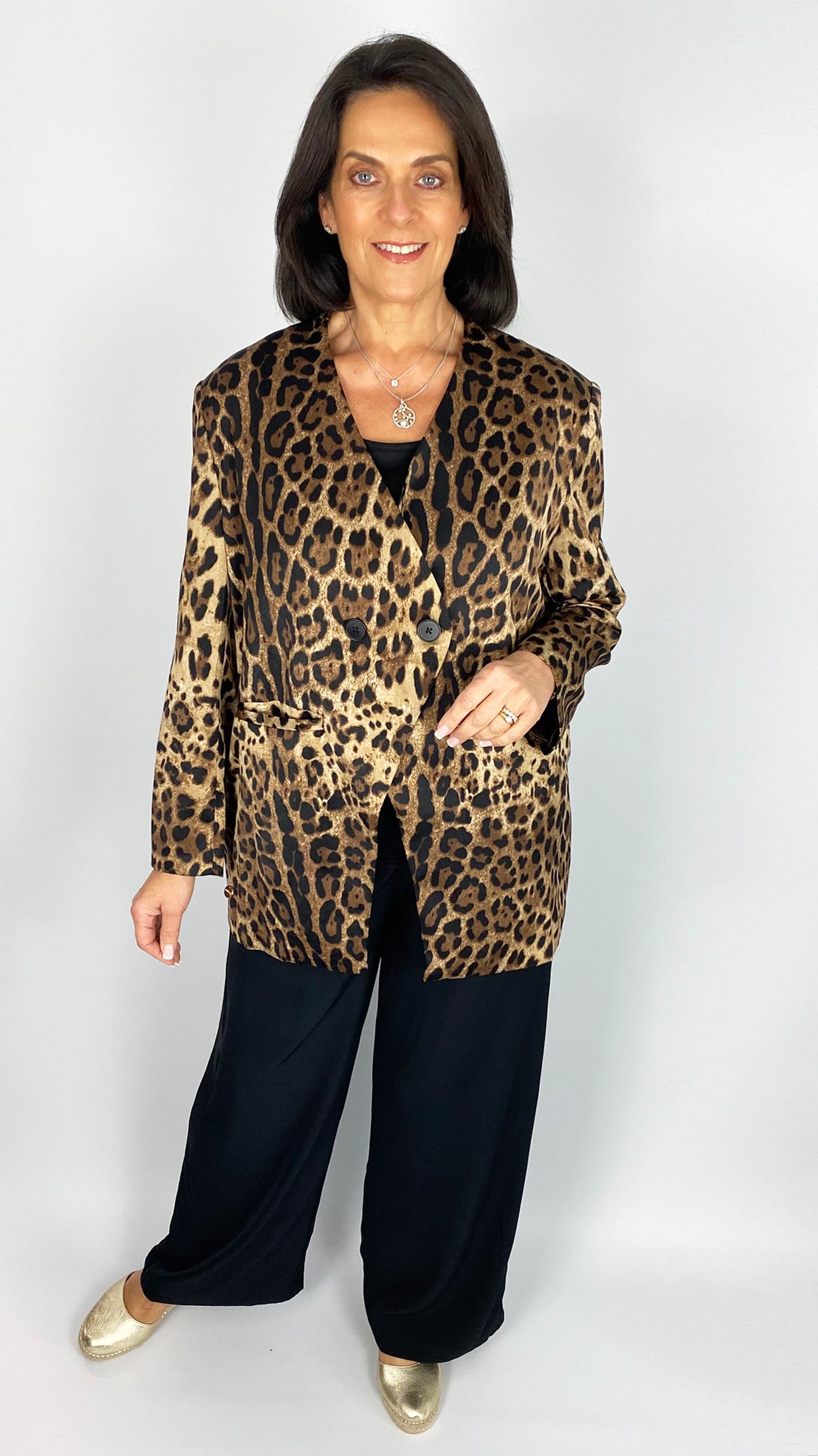 Leopard print collarless jacket | by Malissa J
