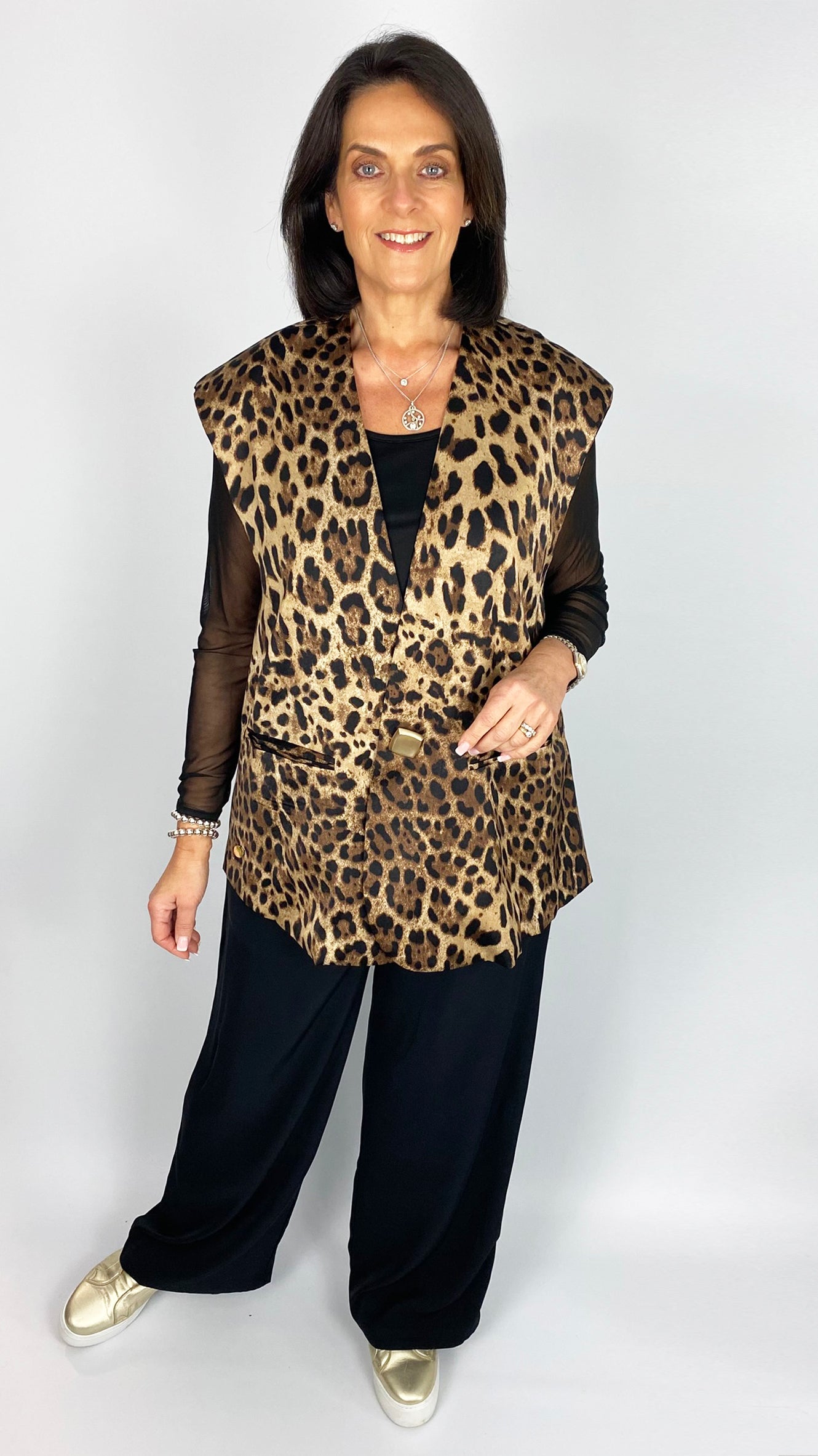 Leopard print feature button waistcoat | by Malissa J
