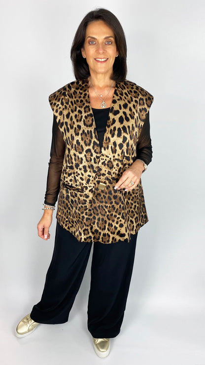 Leopard print feature button waistcoat | by Malissa J