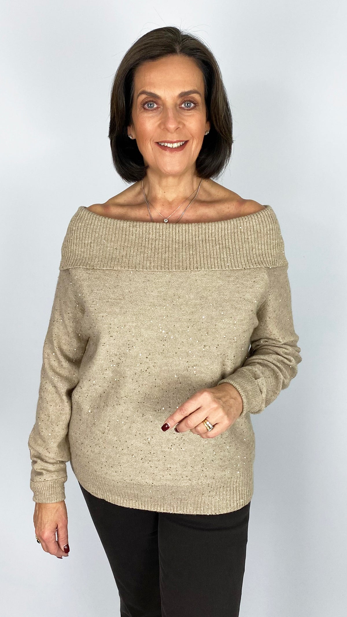 Sequin knit bardot jumper | 3 Colours | by Malissa J