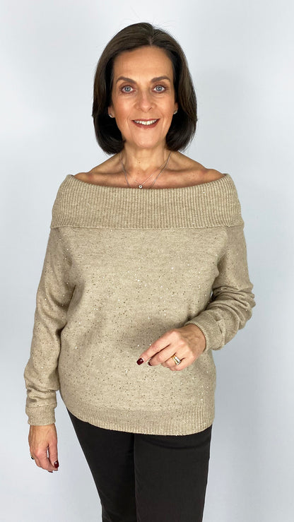 Sequin knit bardot jumper | 3 Colours | by Malissa J