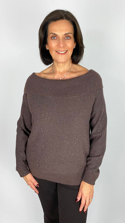 Sequin knit bardot jumper | 3 Colours | by Malissa J