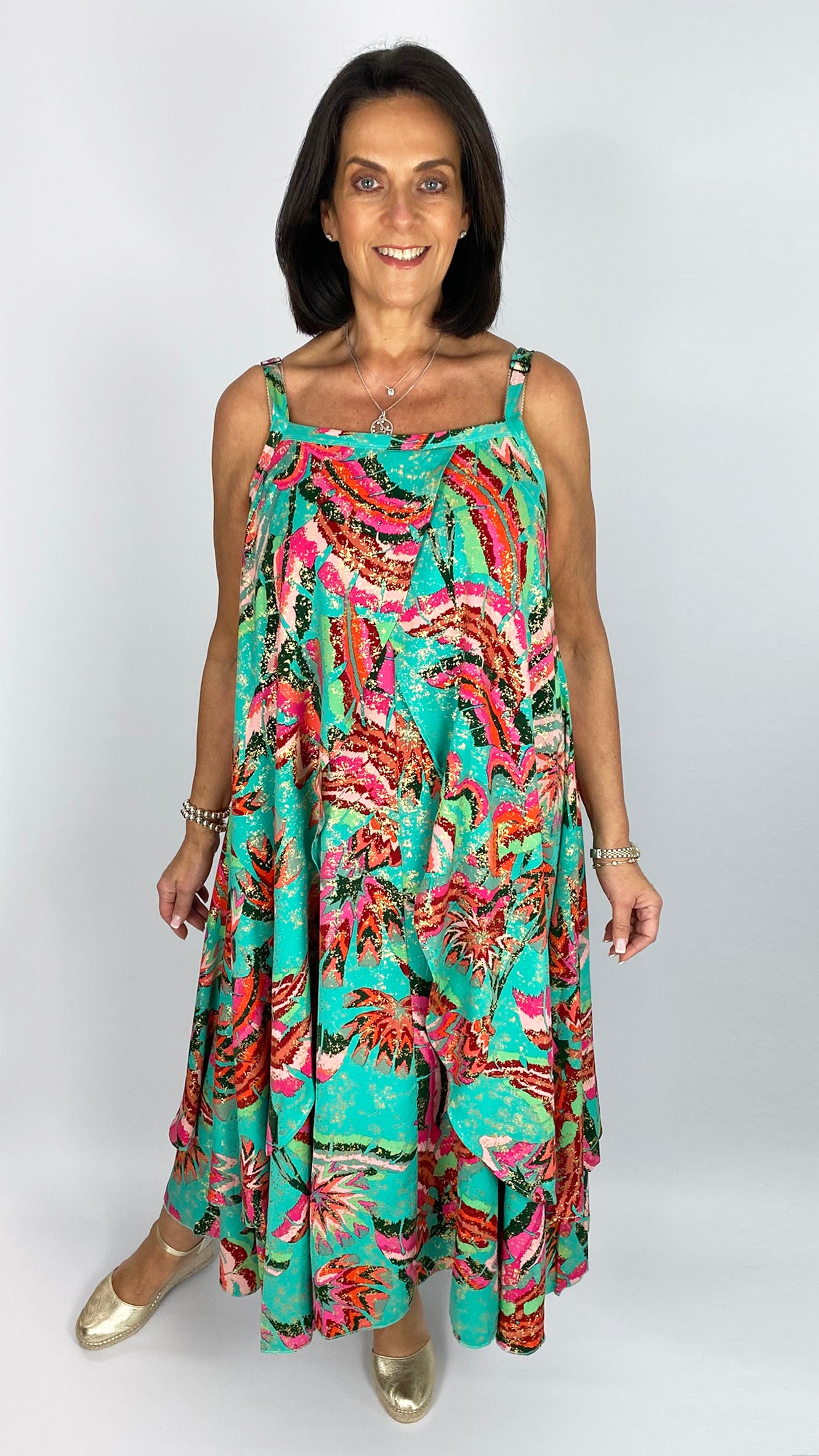 Strappy layered long print dress | 2 Colours | by Malissa J