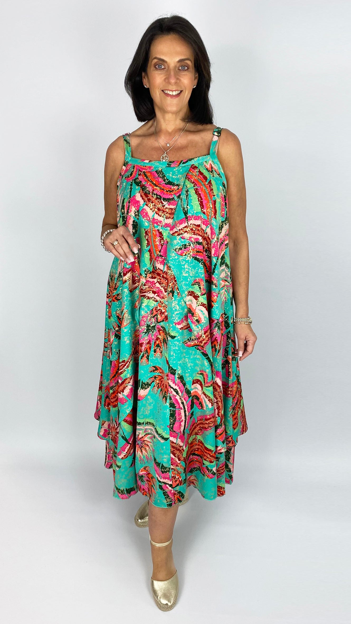 Strappy layered long print dress | 2 Colours | by Malissa J