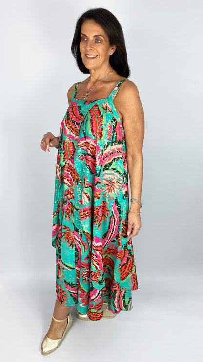 Strappy layered long print dress | 2 Colours | by Malissa J