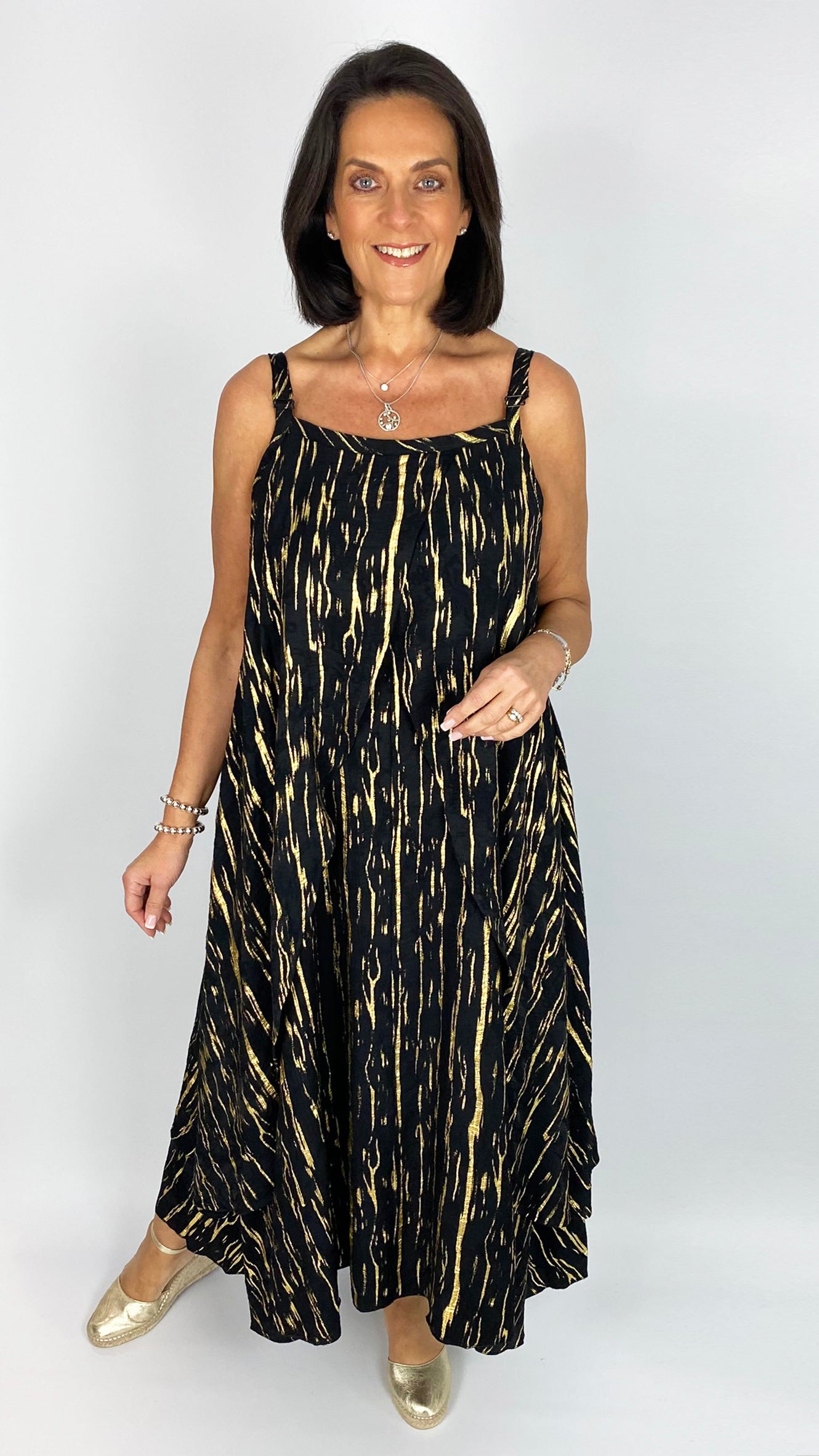 Strappy layered long print dress | 2 Colours | by Malissa J