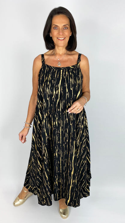 Strappy layered long print dress | 2 Colours | by Malissa J