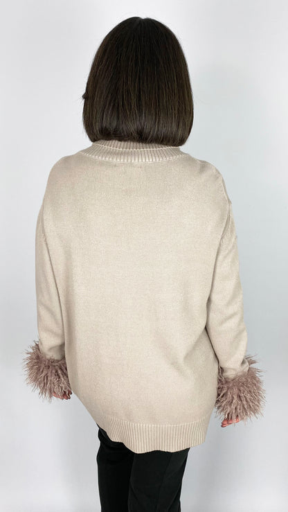 Rollneck jumper w/ detachable faux mongolian fur cuffs | 2 Colours | by Malissa J