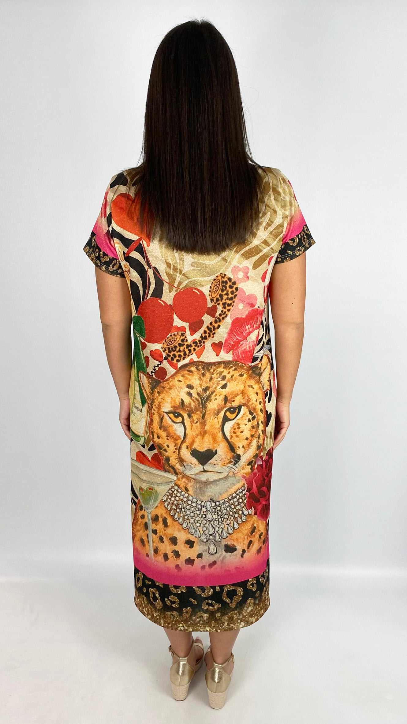Lurex print v-neck midaxi dress | 3 Designs