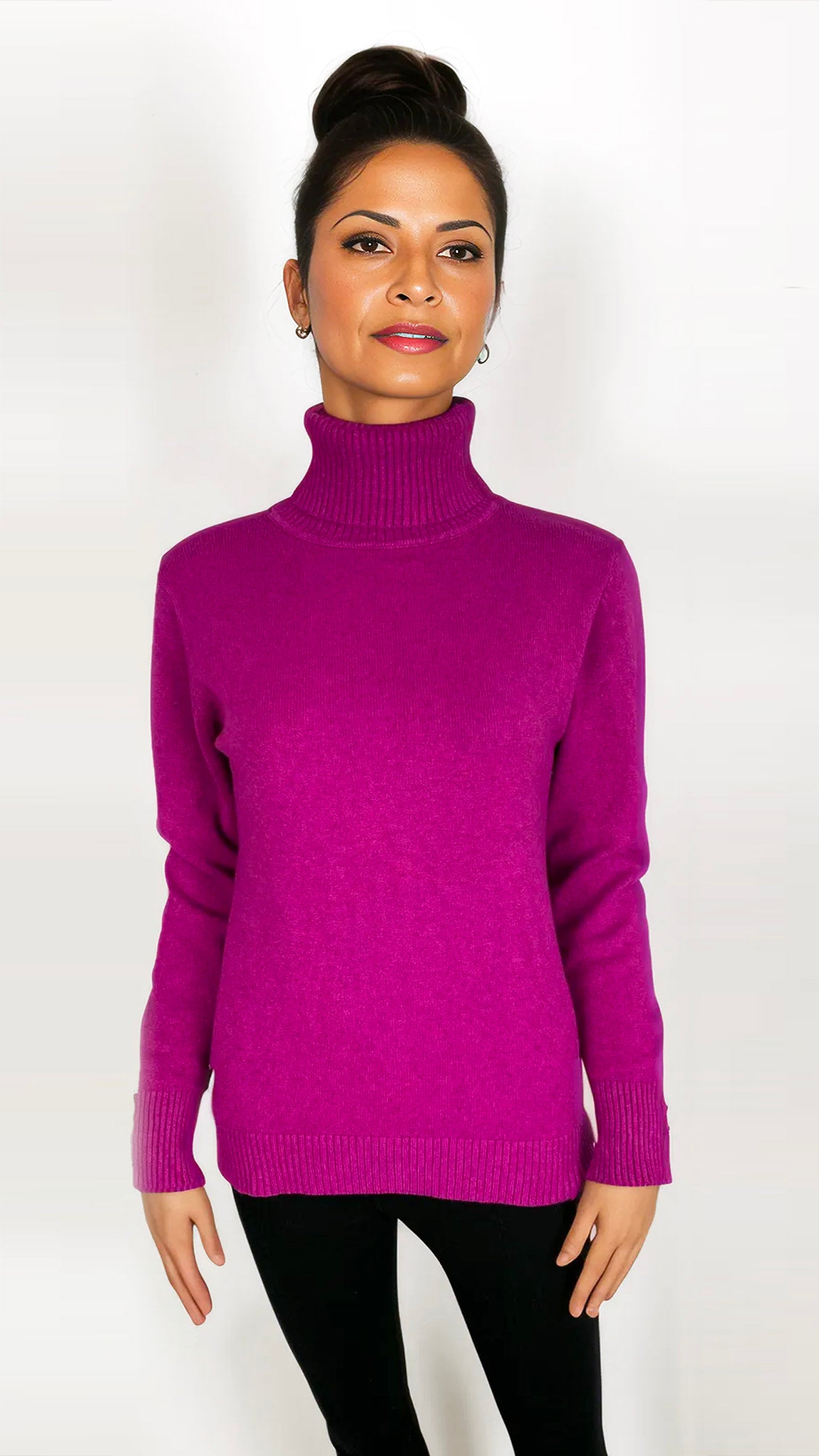 My button-detail rollneck slim-fit jumper (5 Colours)