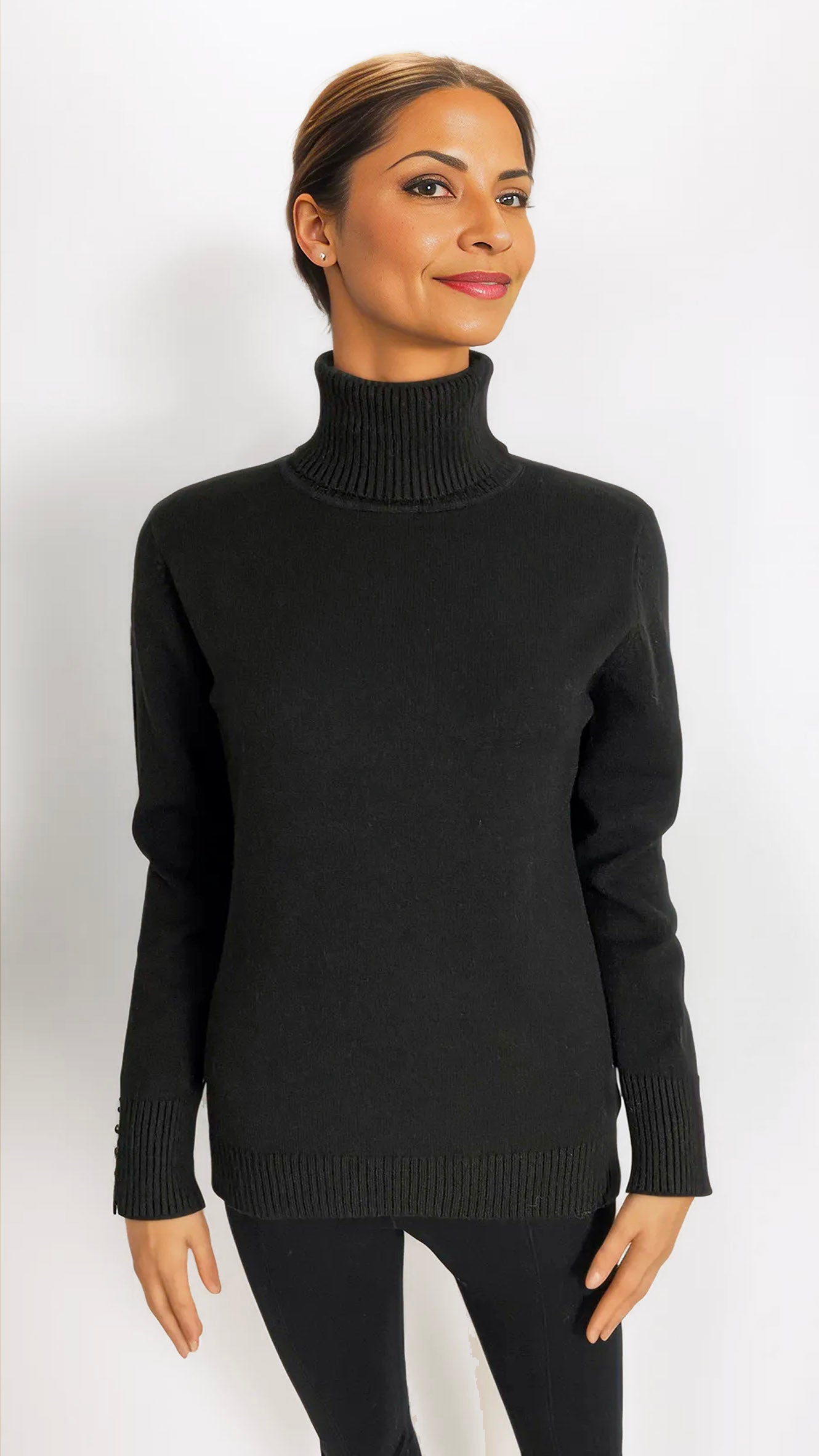 My button-detail rollneck slim-fit jumper (5 Colours)