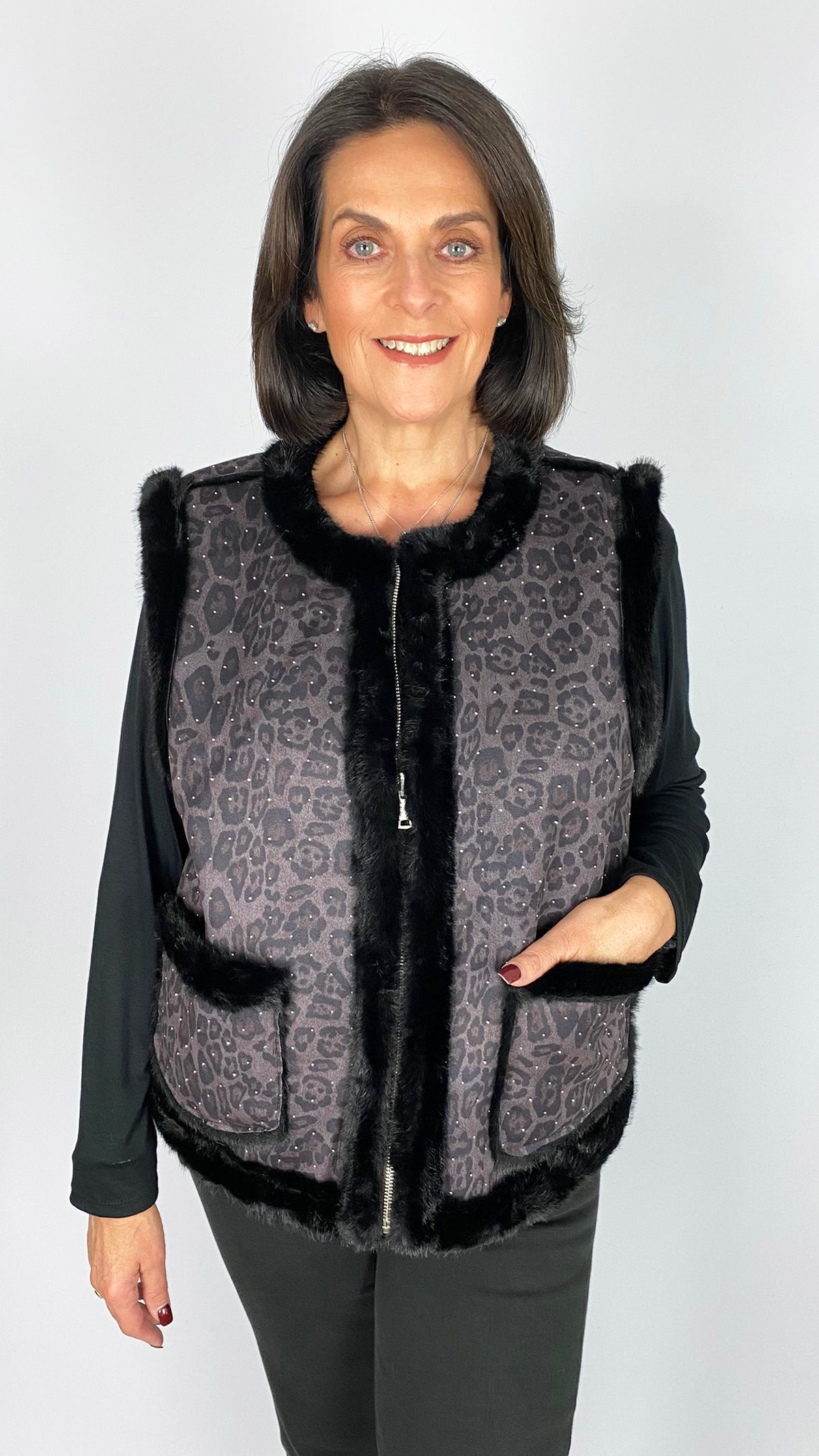 Reversible studded leopard gilet | 2 Sizes | 2 Colours | by Malissa J