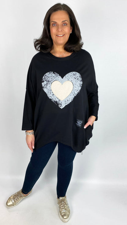 Boucle heart zip-hem pocket sweatshirt (4 Colours) - last 1s