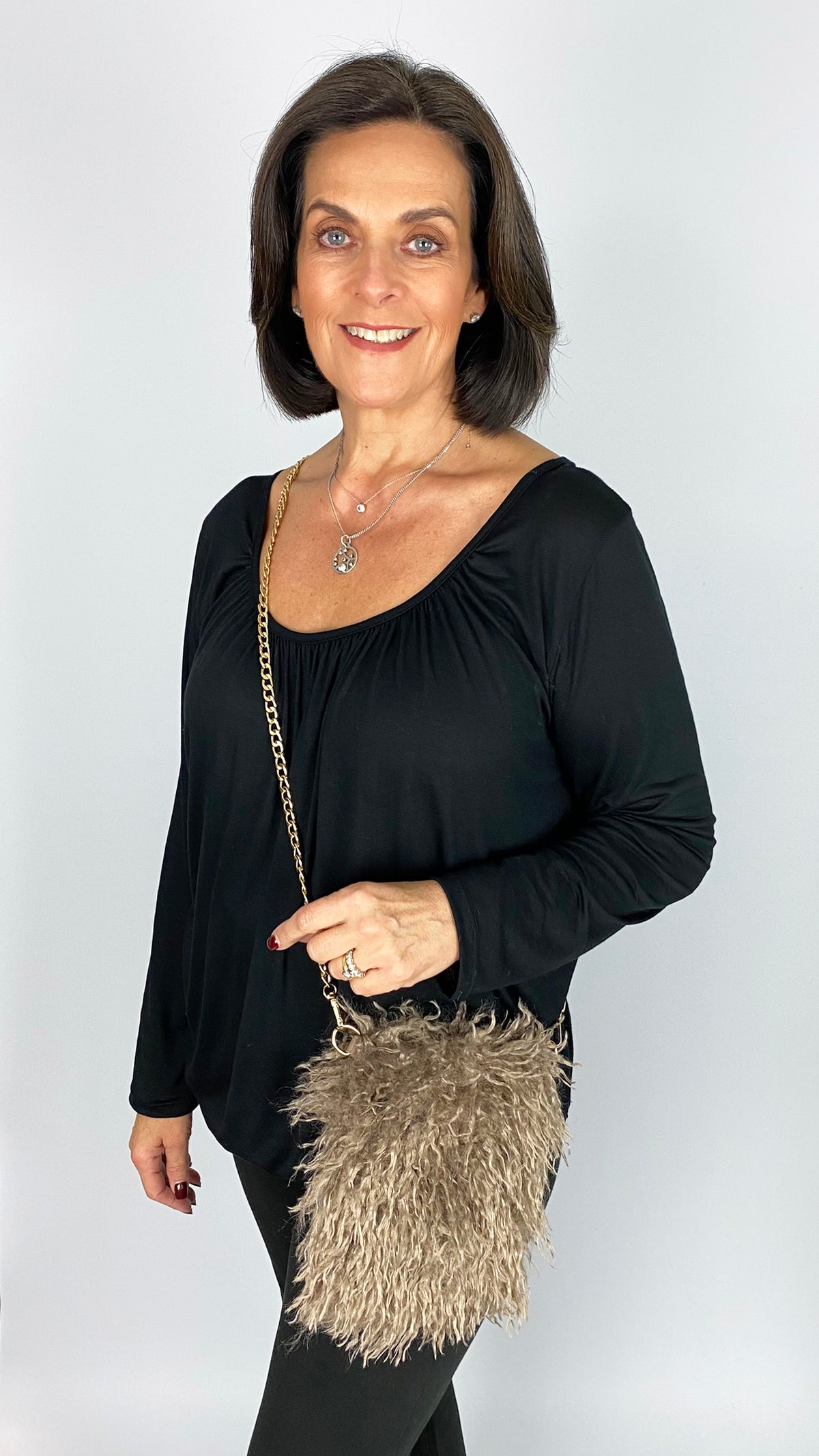Faux mongolian fur crossbody bag | 4 Colours | by Malissa J