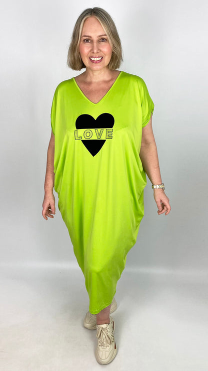 'LOVE' & heart v-neck dress by Malissa J (2 Colours)