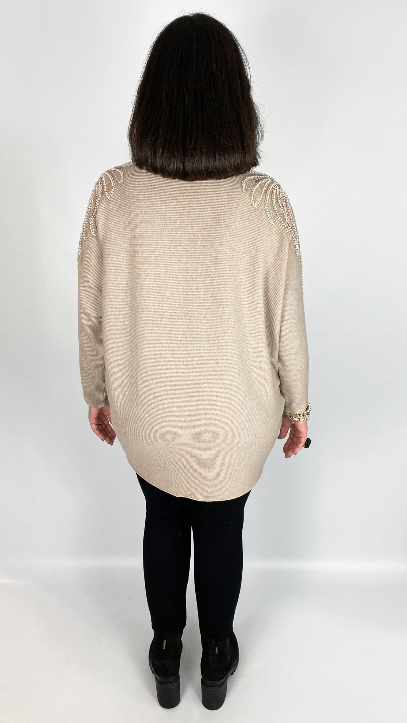 Embellished wing on shoulder v-neck jumper (4 Colours) - last 1