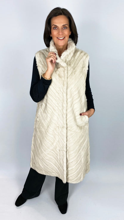 Chevron printed long faux fur gilet | 2 Colours | by Malissa J