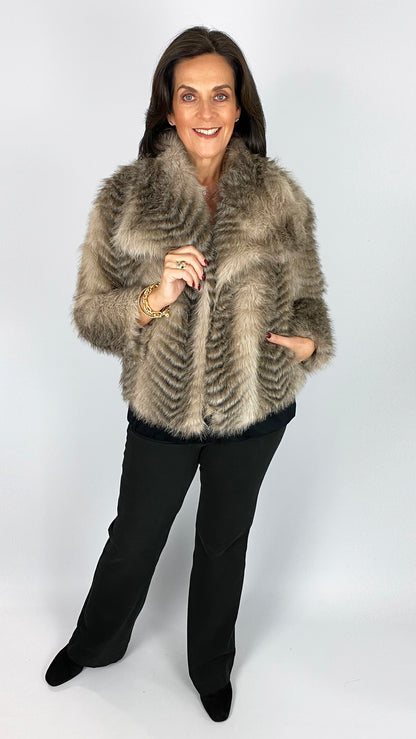 Printed faux fur jacket | Stone Shaded | by Malissa J
