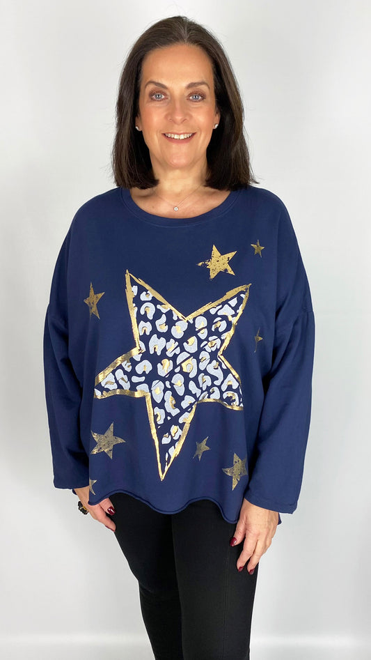 Animal print star sweatshirt (4 Colours) - last 1s