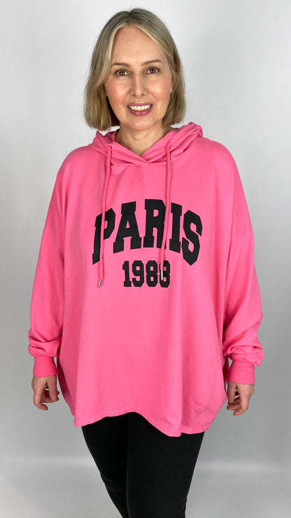 'Paris' cotton side panel hooded sweatshirt (4 Colours)