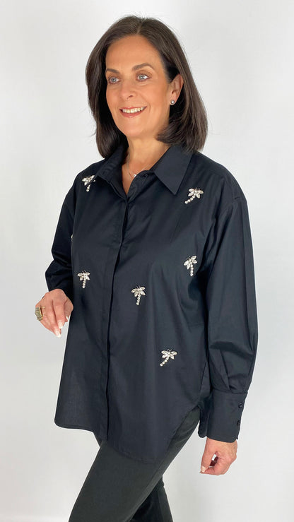 Rhinestone dragonfly embellished shirt | 3 Colours | last 1s