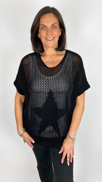 Crochet star open-knit short sleeve top | 3 Colours | last 1