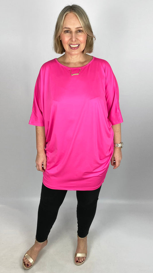 Batwing tunic w/ chain neck detail by Malissa J (3 Colours)