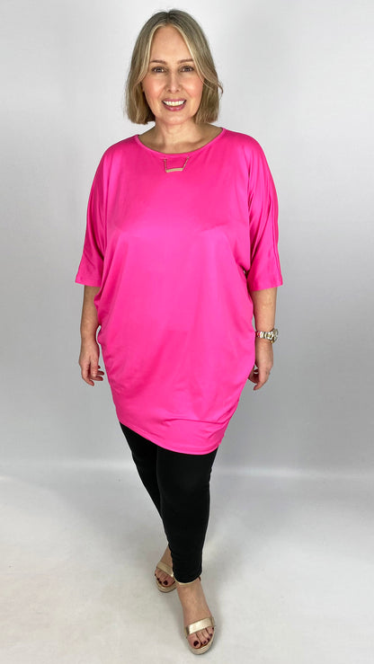 Batwing tunic w/ chain neck detail by Malissa J (3 Colours)