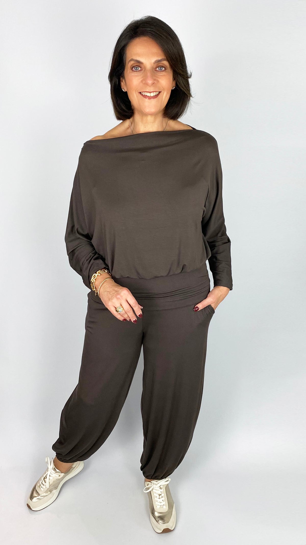 Slash neck magic top & harem trouser set | 3 Colours