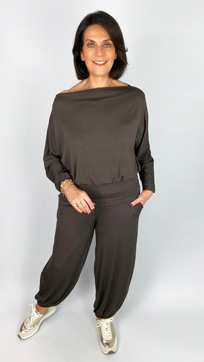 Slash neck magic top & harem trouser set | 3 Colours