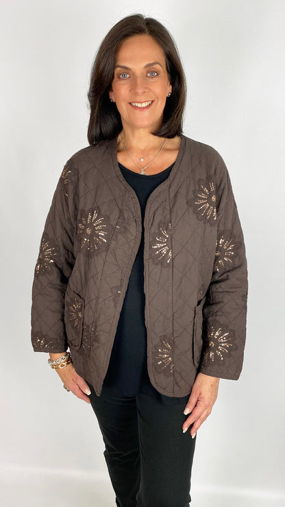 Sequin embellished edge-to-edge jacket | 2 Colours