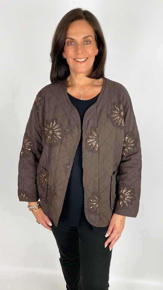 Sequin embellished edge-to-edge jacket | 2 Colours